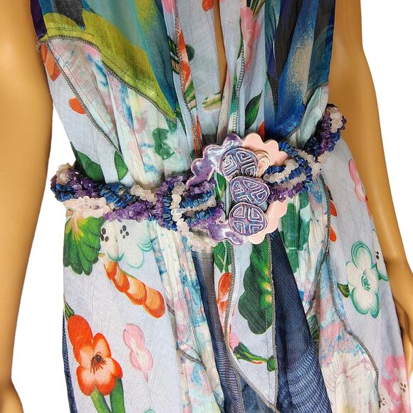 Vintage Purple Amethyst Lapis Lazuli Rose Quartz Belt Pottery Belt Buckle - Picture 3 of 9